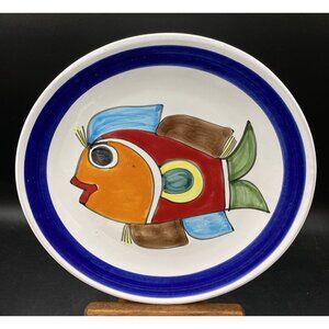 Nino Parrucca Italian Pottery Fish 10” Plate Ceramics Fish Vintage